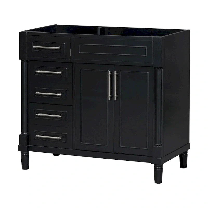 36 Wood Bathroom Vanity with Drawers and Adjustable Shelf (No Sink)