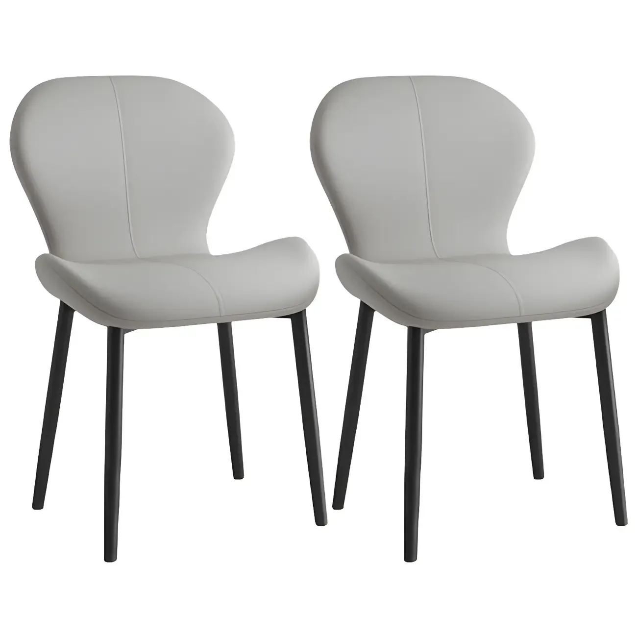 Art Deco Curved Back Leather Dining Chair Solid Back