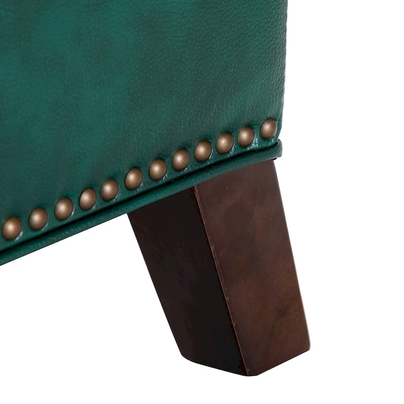 Gaspar Mid-Century Modern Genuine Leather Pushback Recliner with Wood legs Set of 2 by HULALA HOME