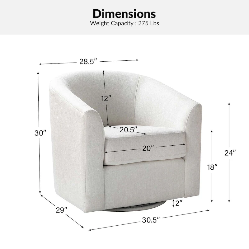 Cuenca Modern Upholstered Barrel Chair with Swivel Base