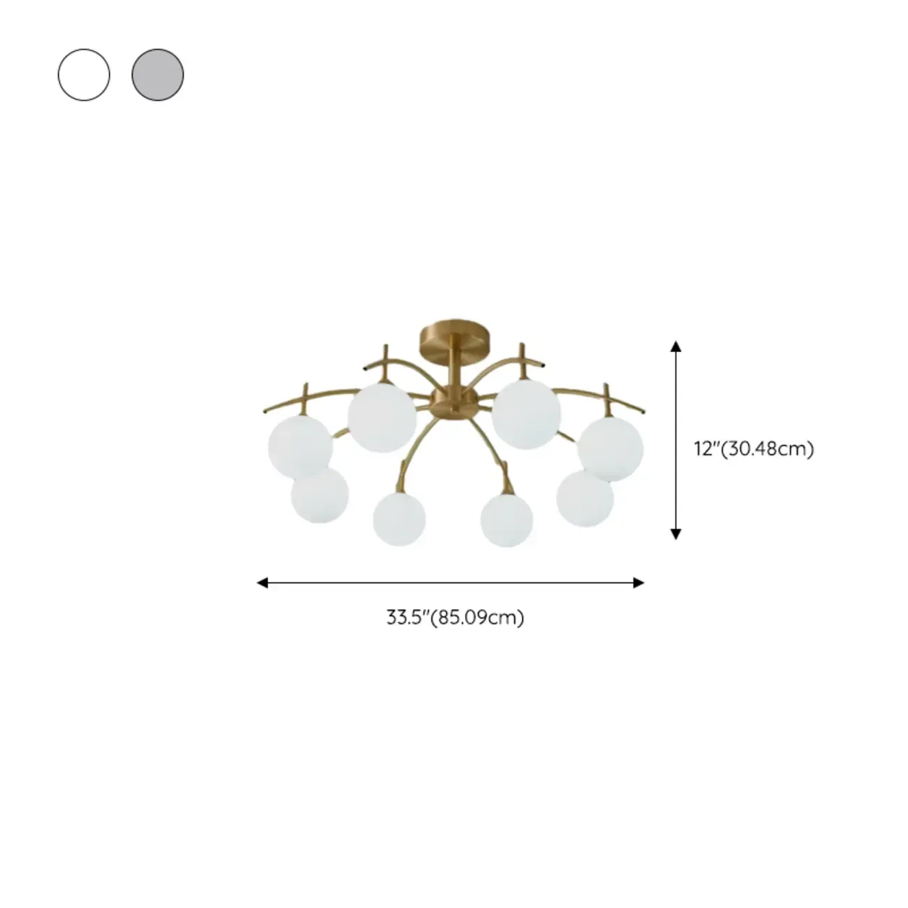Classic Large Globe Glass Golden Semi Flush Mount Ceiling Light