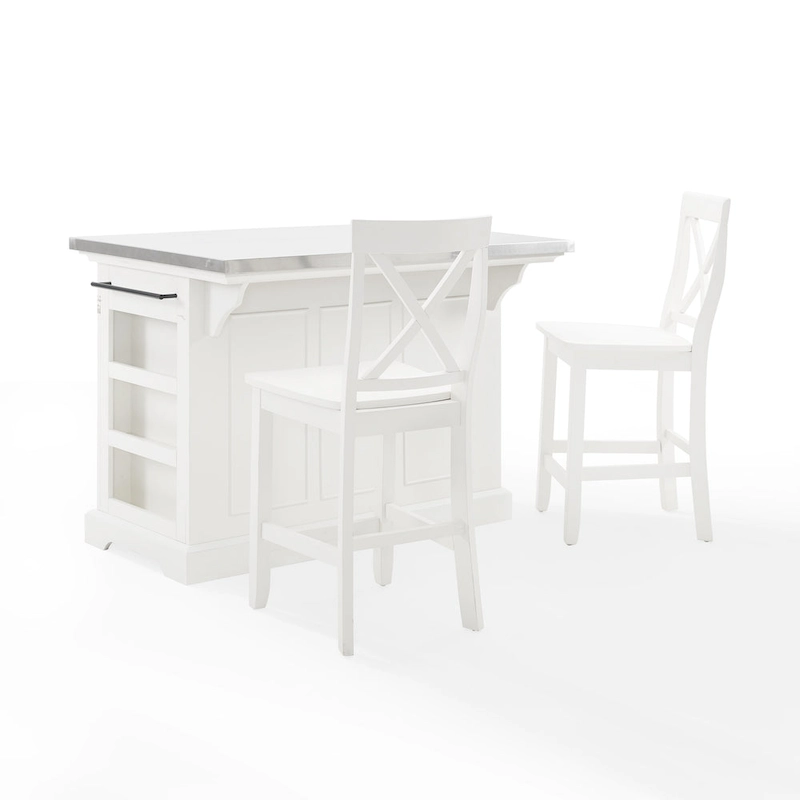 Crosley Julia Stainless Steel Top Island W/X-Back Stools - 50 W x60 D x41 H
