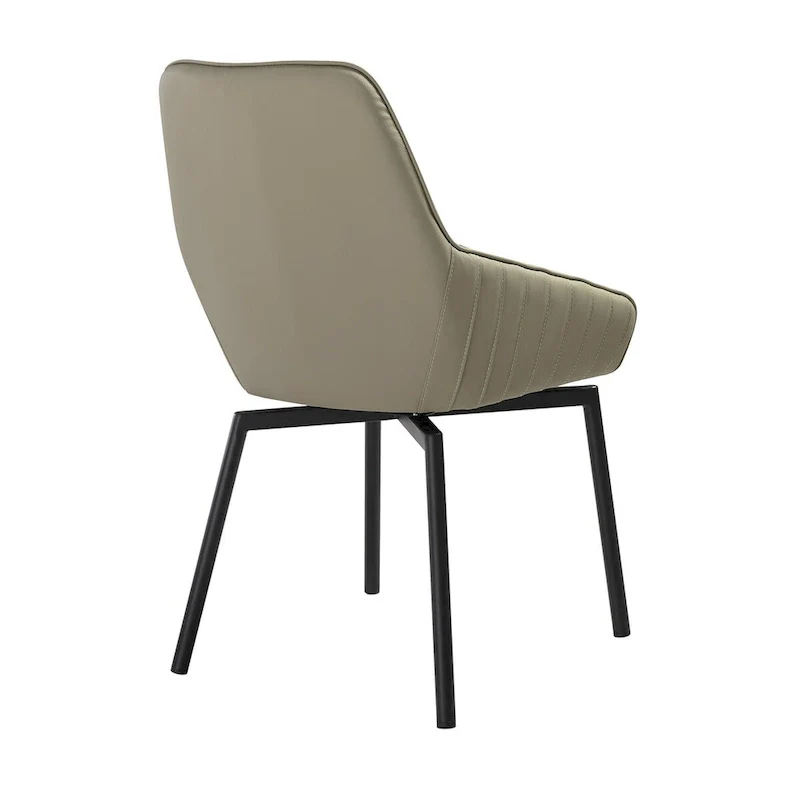 23-Inch Swivel Dining Chair Set of 2, Curved Gray Faux Leather with Black Base