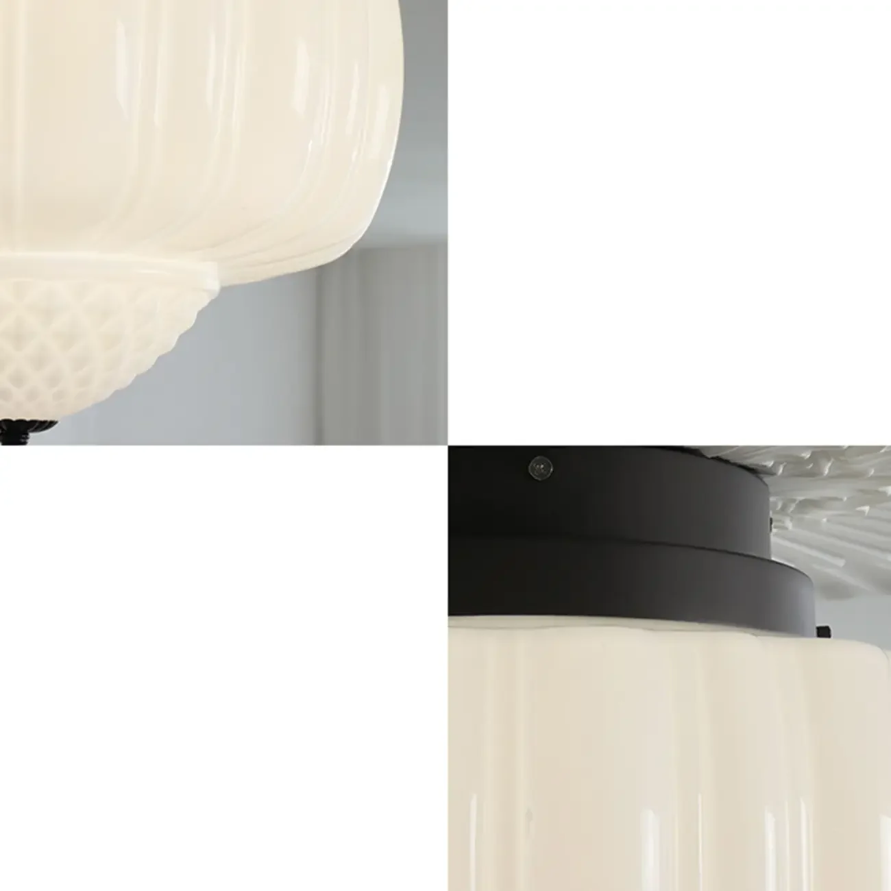 Mini Modern Round Drum Glass Semi Flush Ceiling Light
