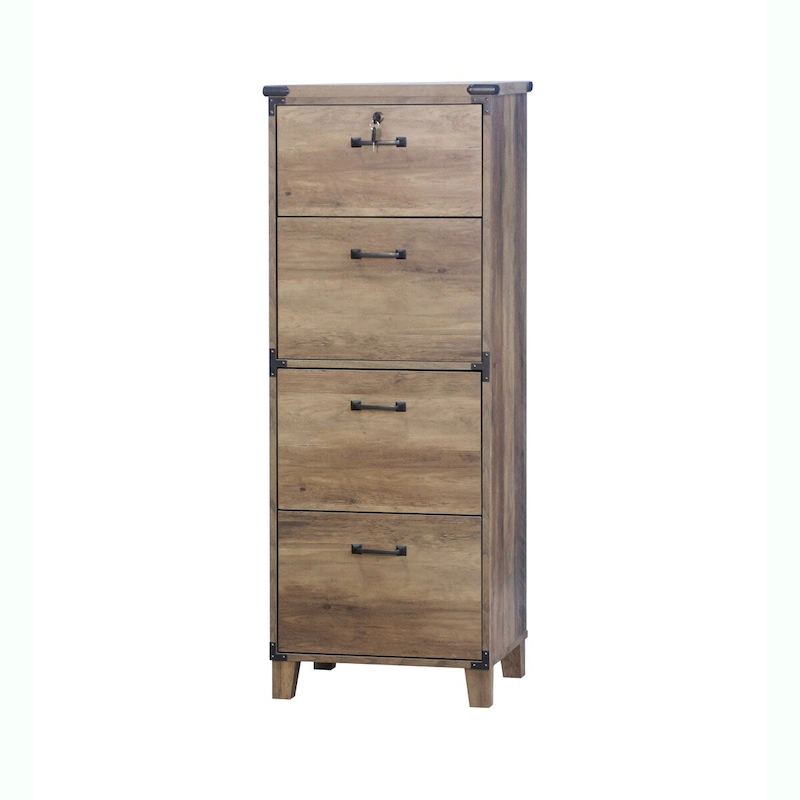 Oxford Farmhouse Rustic Oak 4-Drawer Lateral File