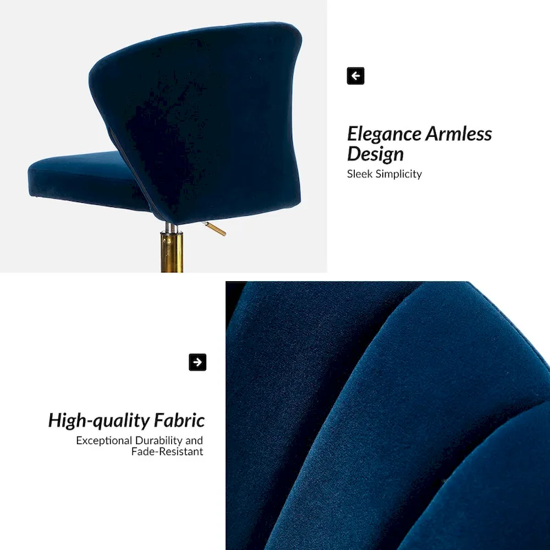 Ilia Modern Velvet Wingback 360 degree Ergonomic Office Task Chair with Channel Tufted Back by HULALA HOME