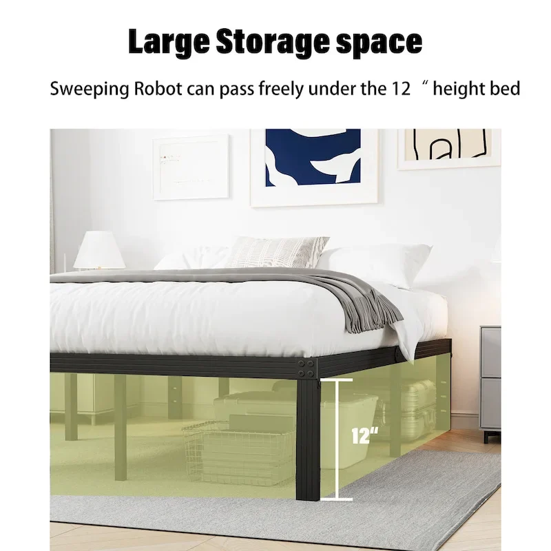 14 Inch Heavy Duty Bed Frame, No Box Spring Needed, Noise Free
