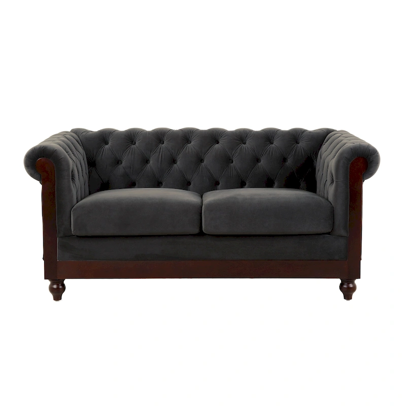 Eviva Chesterfield Velvet Loveseat Sofa by Christopher Knight Home