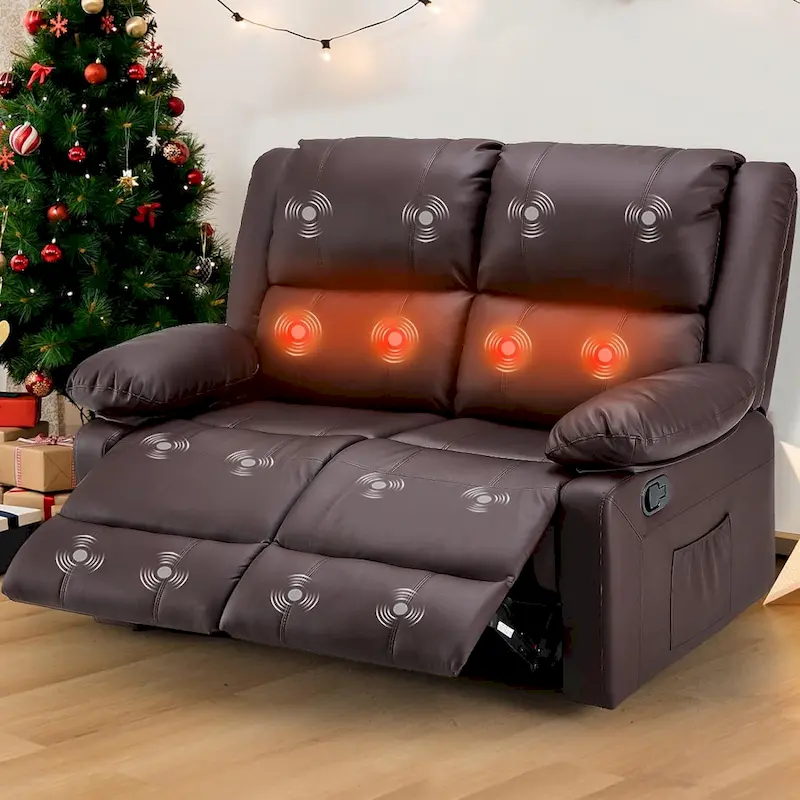 AECOJOY 2-Seater Recliner Loveseat with Heat and Massage Function