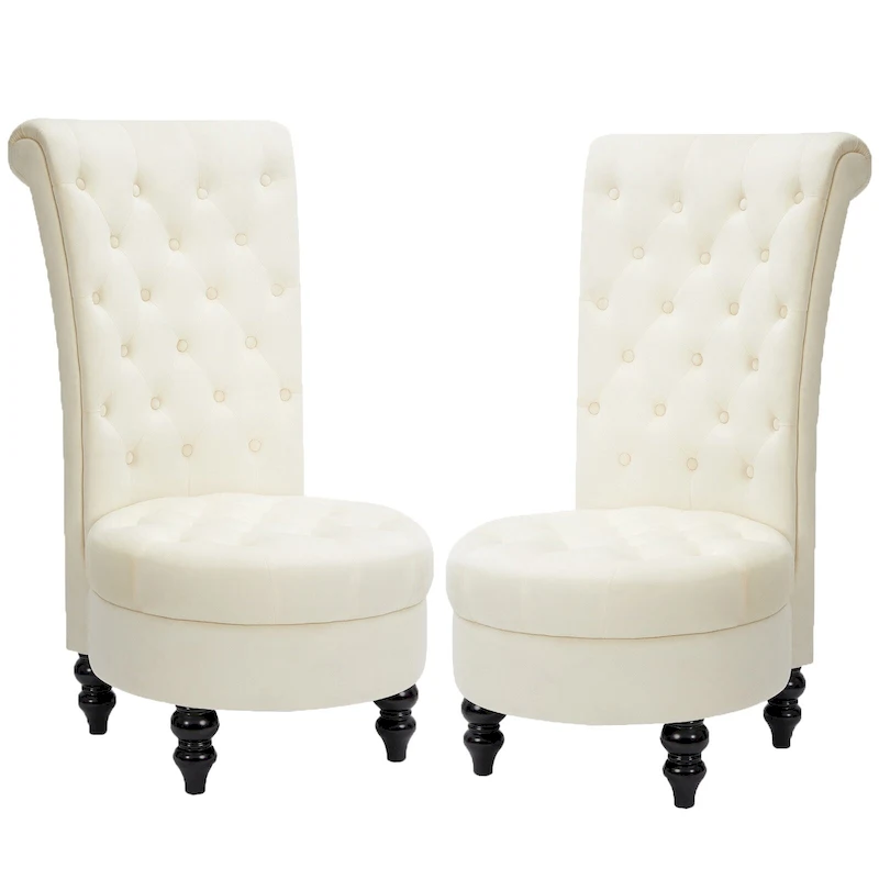 AVAWING Set of 2 Throne Royal Chair Thick Padding and Rubberwood Legs