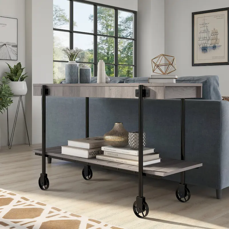 Hyssop Farmhouse 47-inch Metal 1-Shelf Console Table by Furniture of America