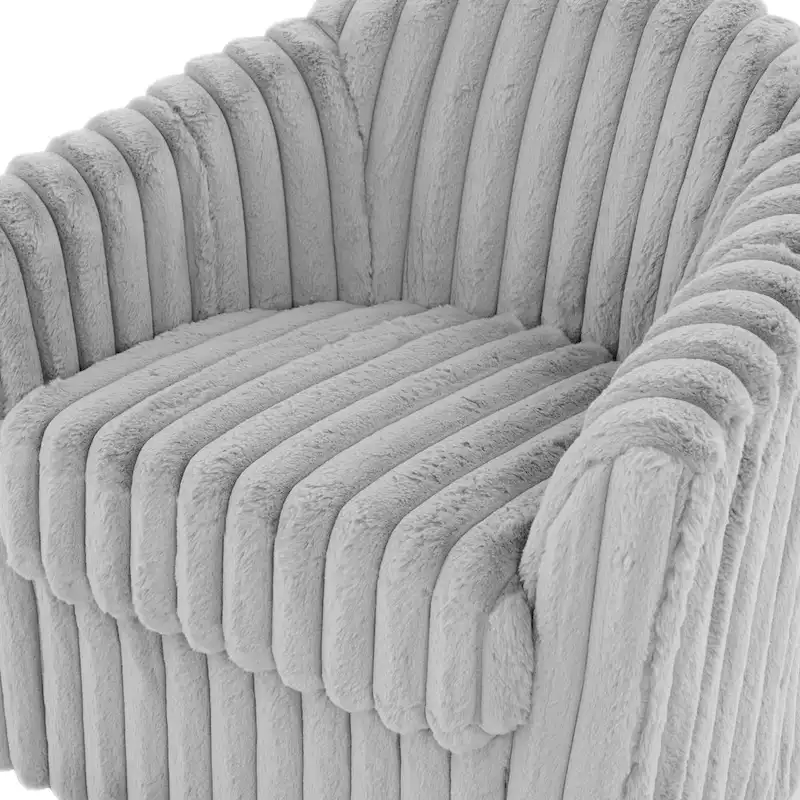 30.7W Faux Fur Upholstered Accent Chair Swivel Barrel Chair