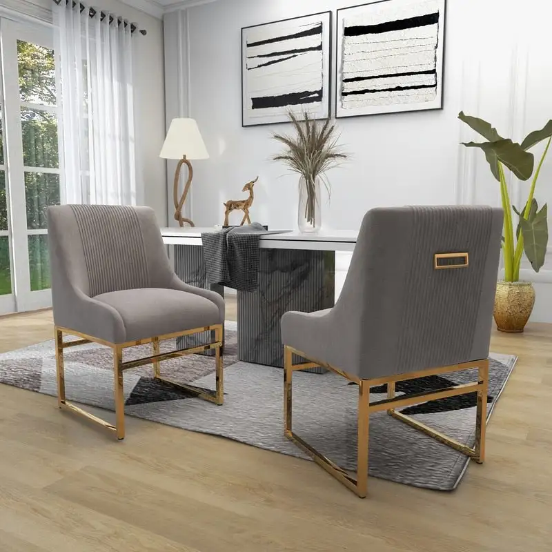 SEYNAR Contempoary Velvet Dining Chair with Metal Frame Legs, set of 2