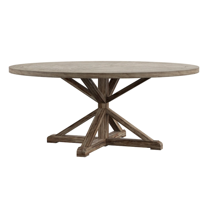 Benchwright Round Antique Grey Oak Dining Table by iNSPIRE Q Artisan