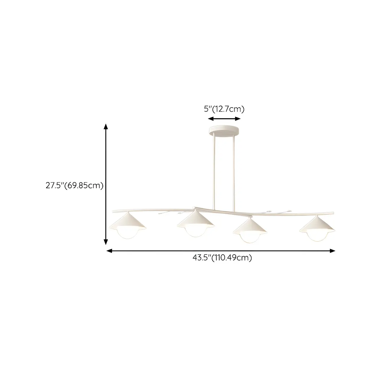 Sleek Modern White Metal Island Pendant Light