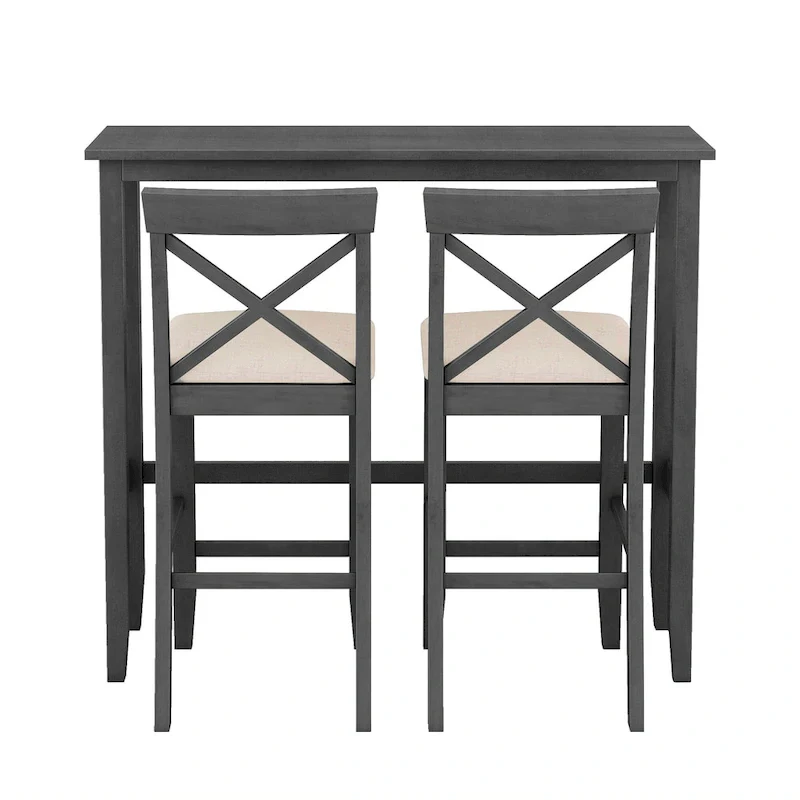 3-Piece Dining Table and Chair Set, Small Counter Height Table and Chair Set with Kitchen Breakfast Nook and 2 Chairs