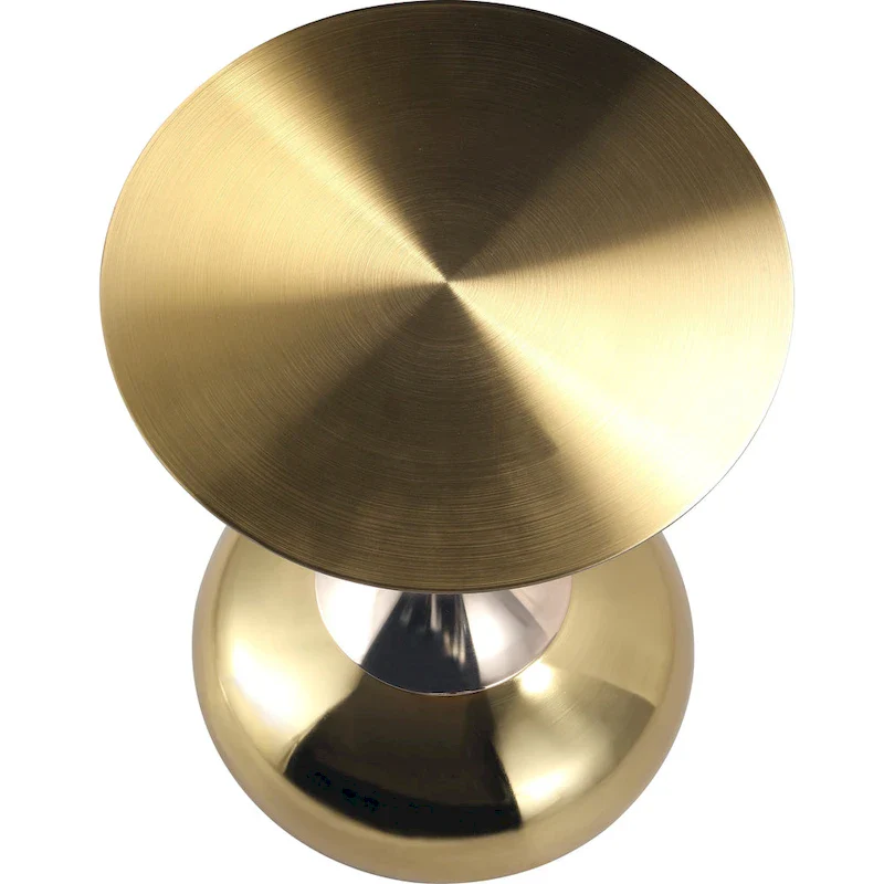 Savoy 18-Inch Round Side Table in Gold Stainless-Steel End Table with a Round Pedestal base