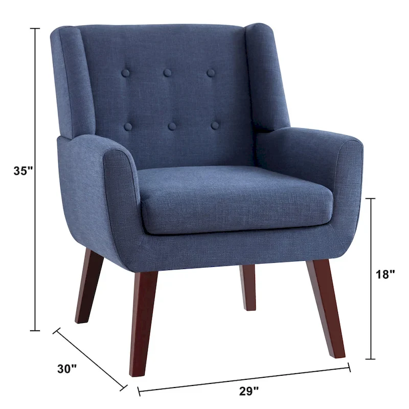 Linen Accent Chair with Tufted Back
