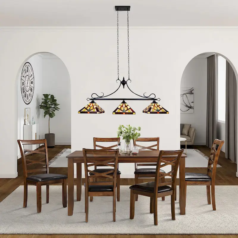 Tiffany Style Mission Design 3-light Linear Island Fixture