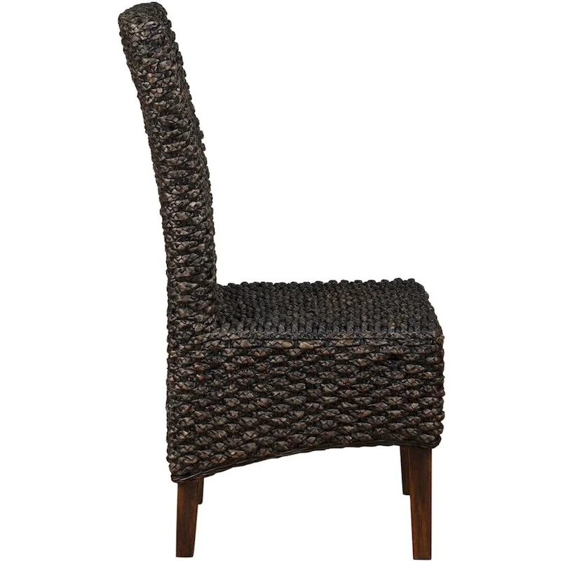 Wicker Woven Wooden Chair with high Back, Set of 2, Brown