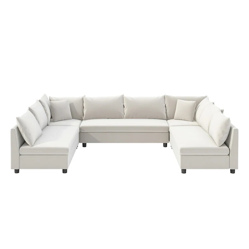 116 Chenille U-Shaped Modular Sectional Sofa, 8-Seater