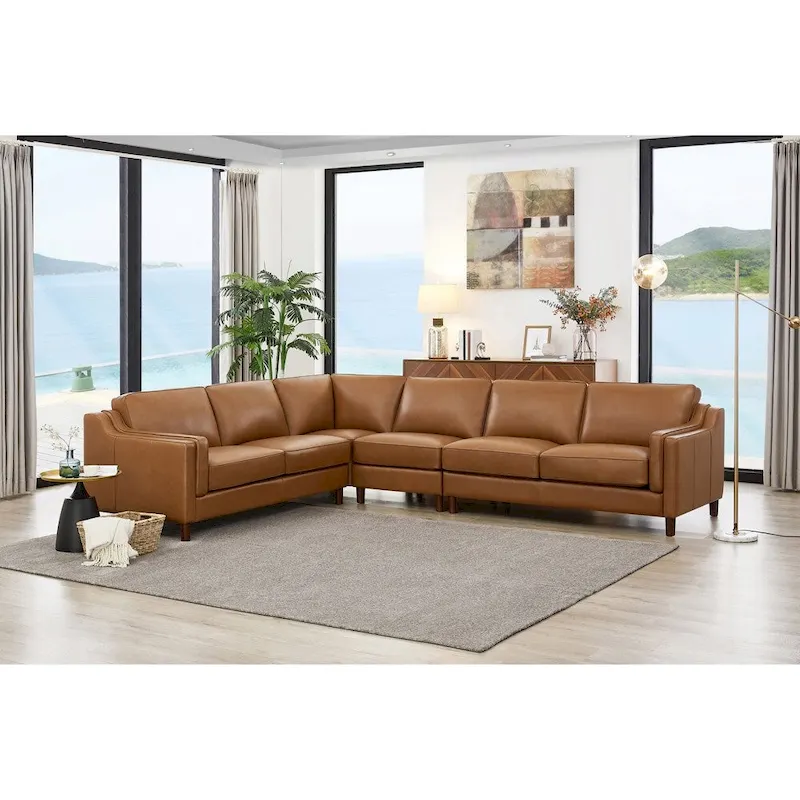 Hydeline Bella Top Grain Leather L Shape Sectional Sofa