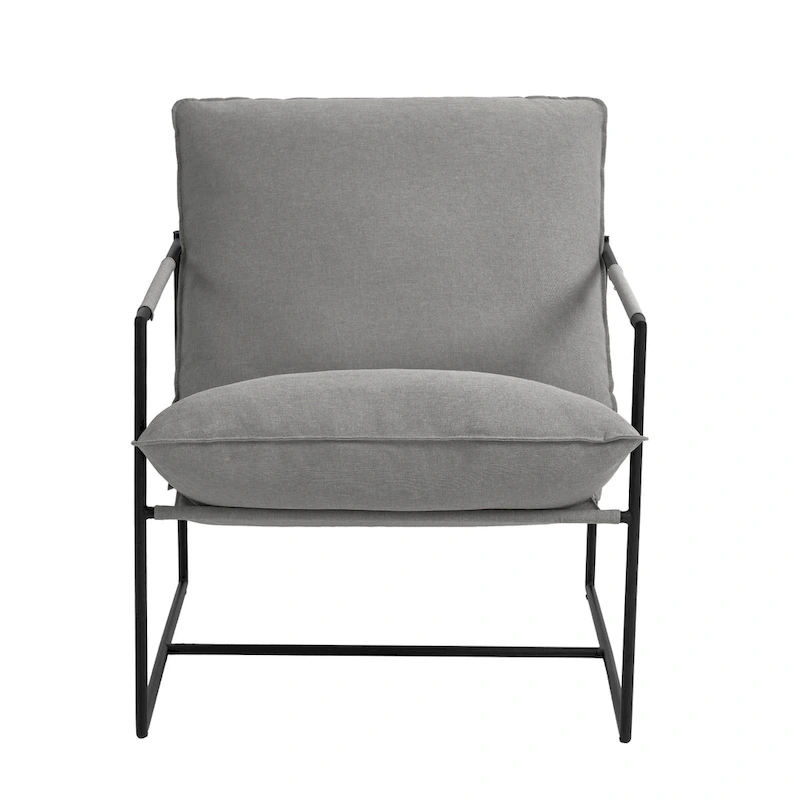 Metal Framed Accent Chair Sling Armchair with Bag Cushion