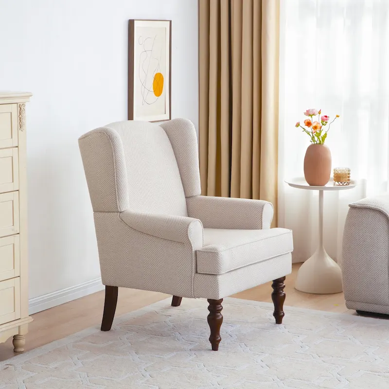 Accent Arm Chair with Turned Legs and Round Arms