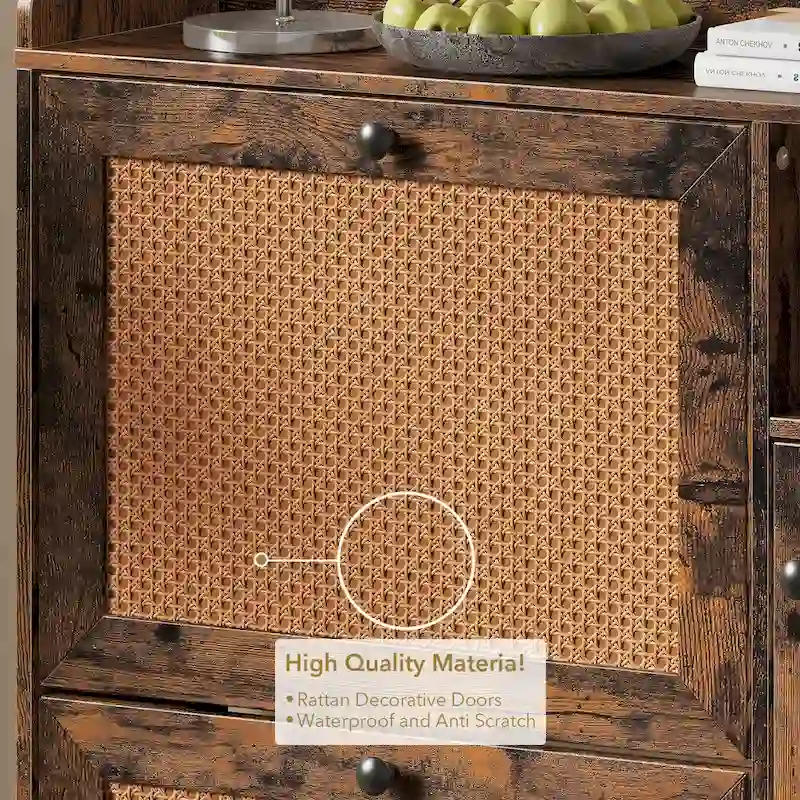 Rattan Shoe Cabinet with 3 Flip Drawers and 4-Tier