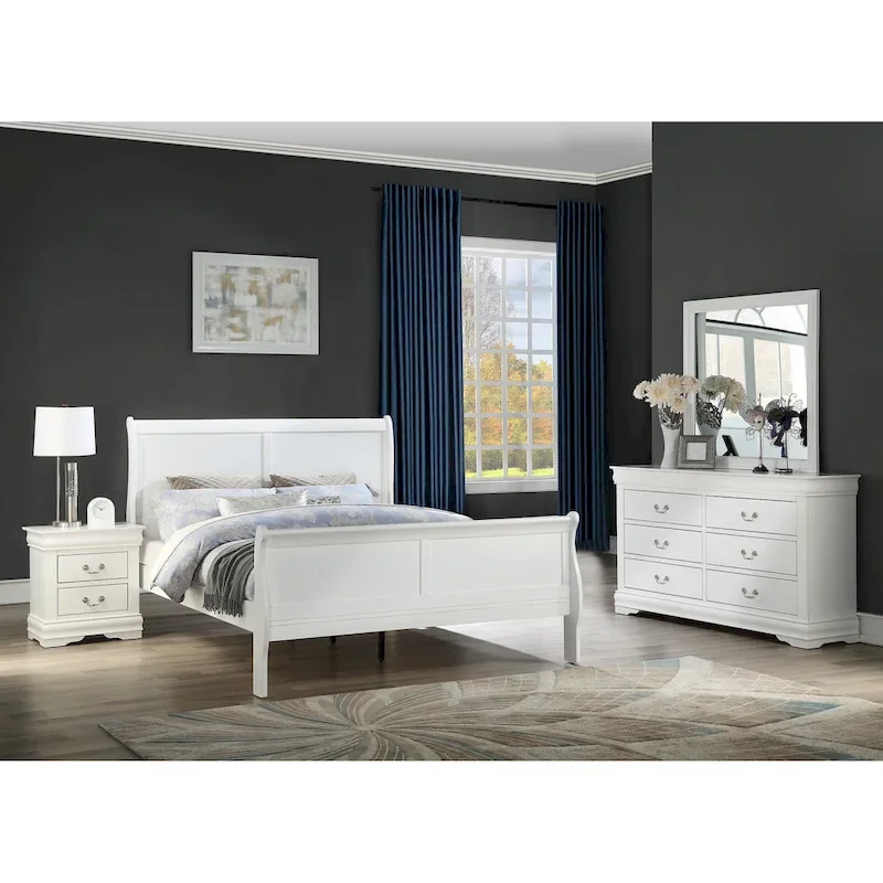 Lillie 4 Piece White Sleigh Bedroom Set