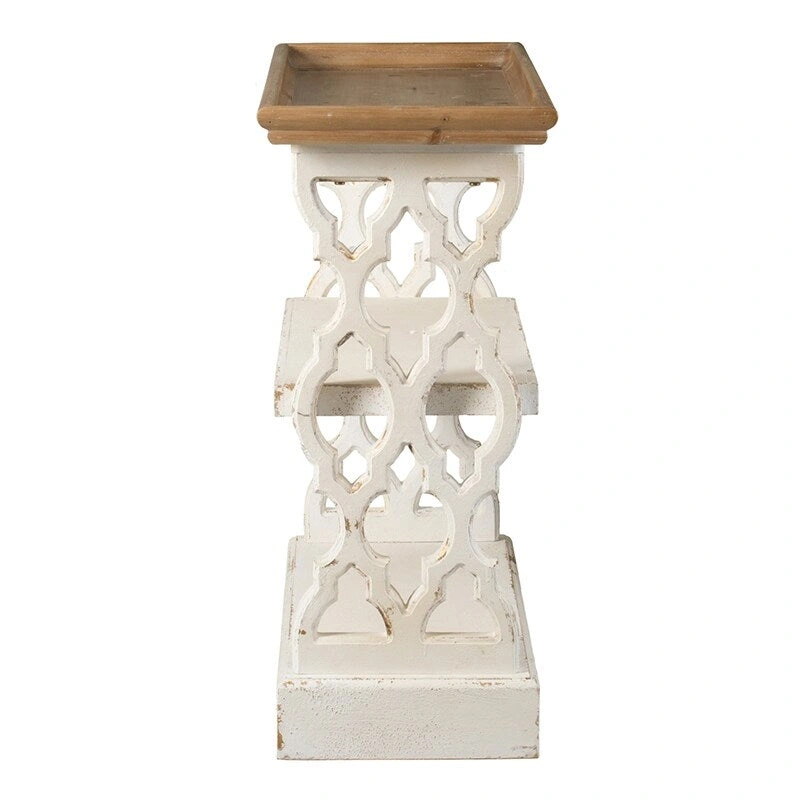 Distressed Wood Console Table with Shelf and Tray Top