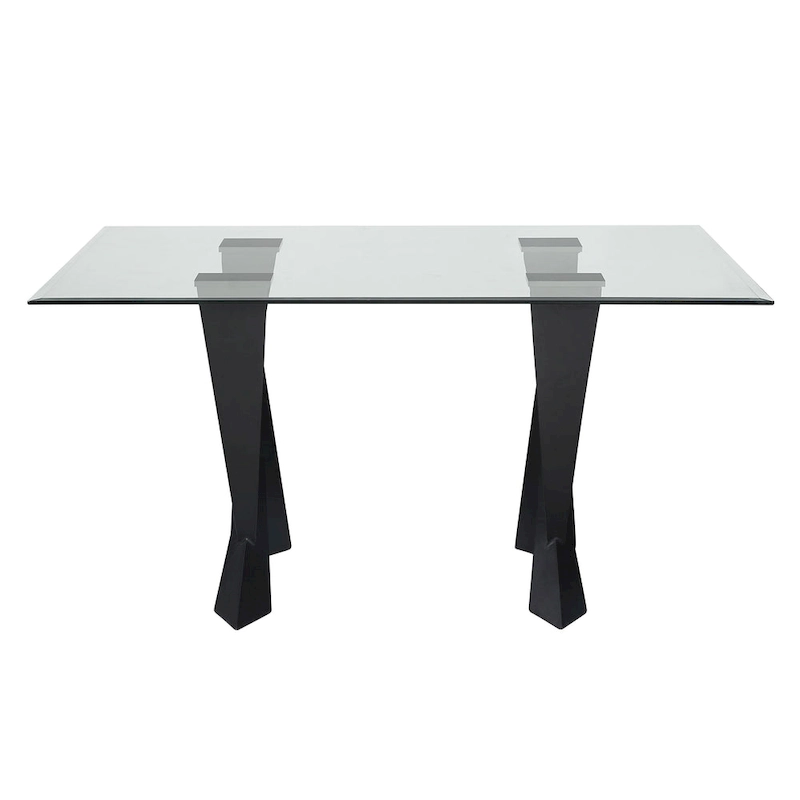 Furniture of America Zygard Modern Black 58-inch Glass Top Dining Table