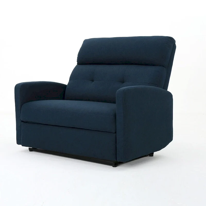 Modern Fabric Double Seat Recliner Chair with Plush Cushions by Christopher Knight Home