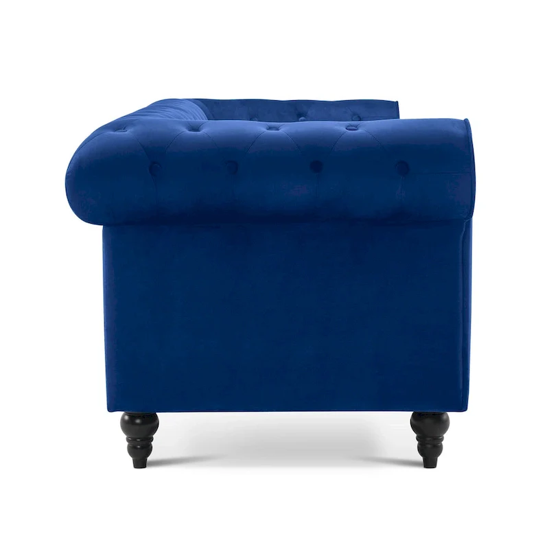 Modern Quilted Club Sofa with Oak Legs