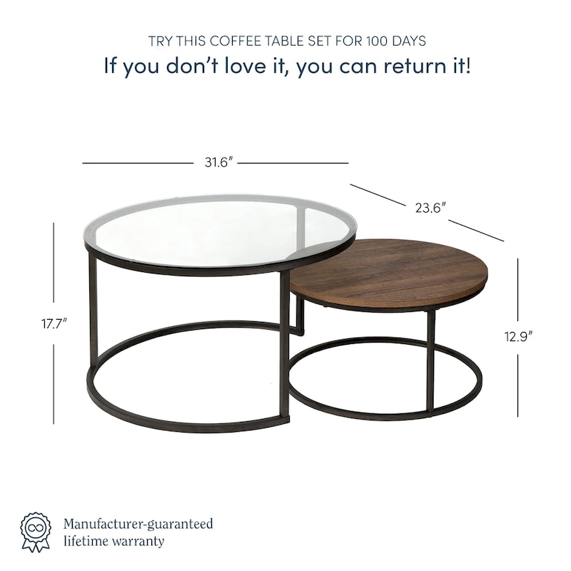 Nathan James Stella Round Nesting Coffee Table Set of 2