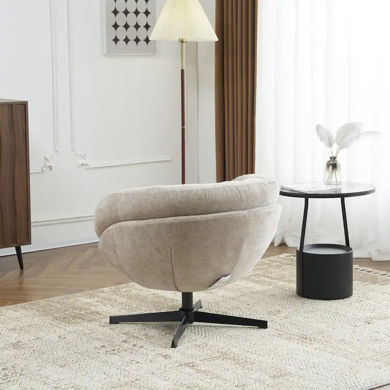 Chenille Upholstered Swivel Club Chair