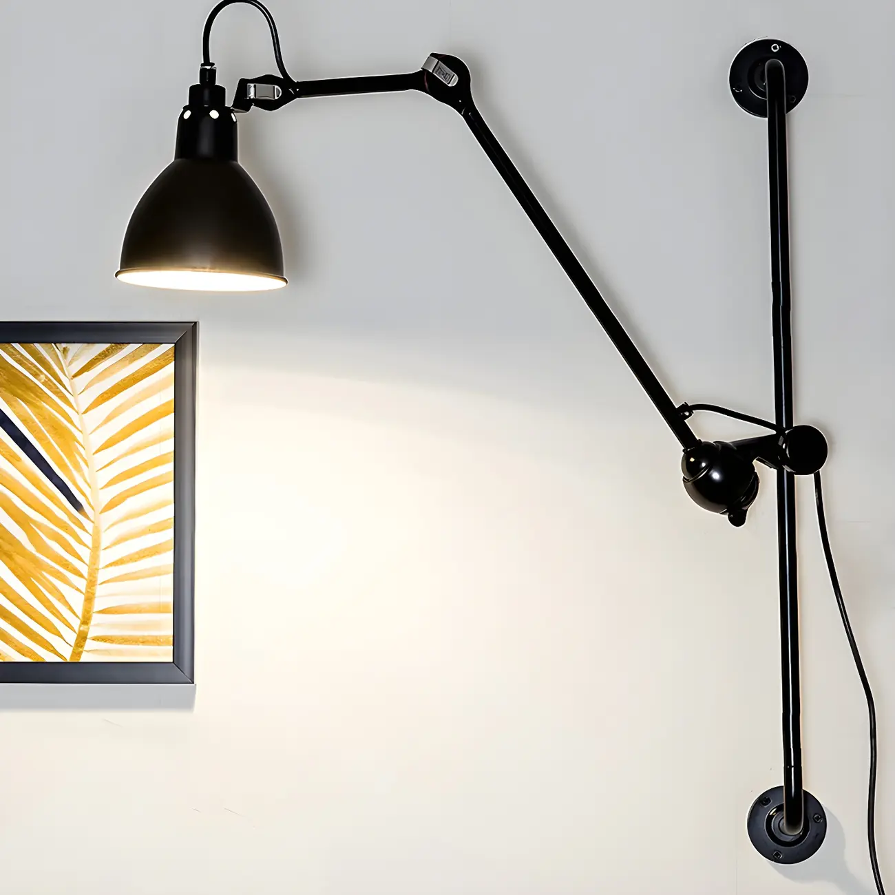 Trestle Base Metal Black Swing Arm Wall Light