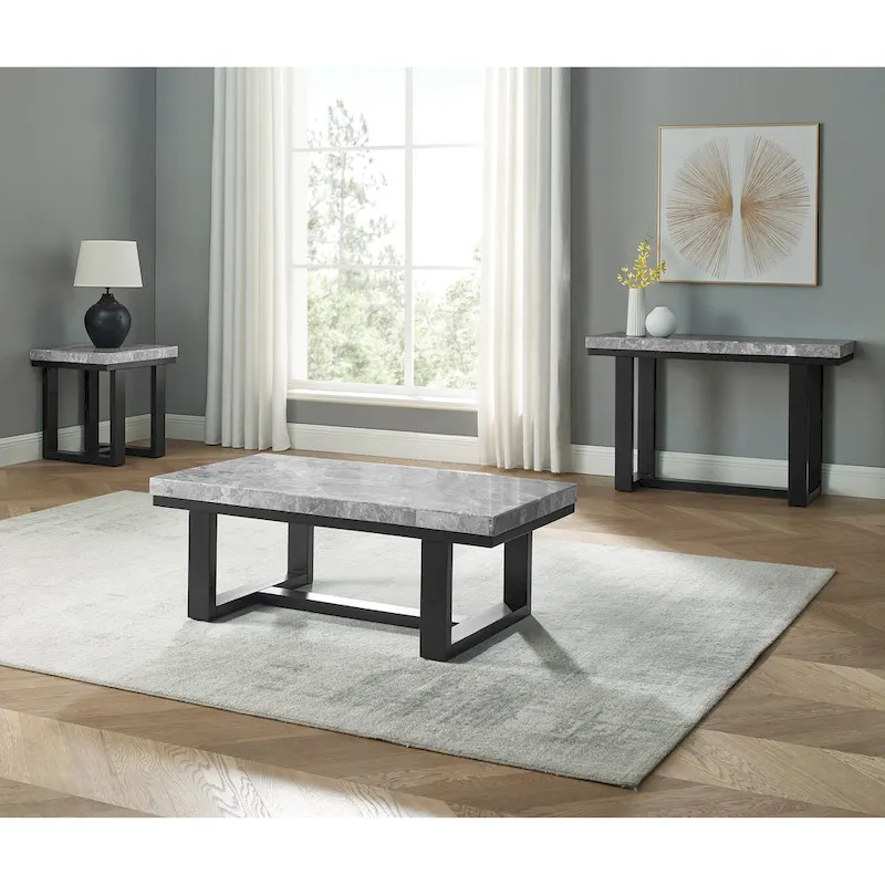 Steve Silver Ludlow Gray Marble Console Table