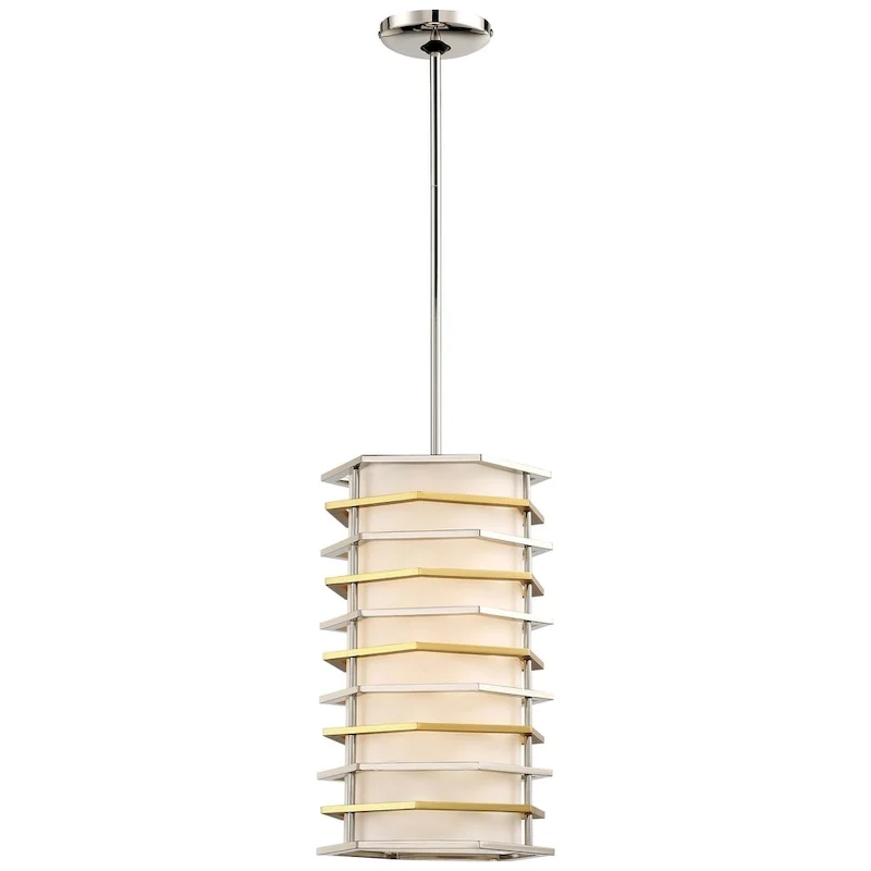 George Kovacs Levels Polished Nickel With Gold And Pure White Pendant