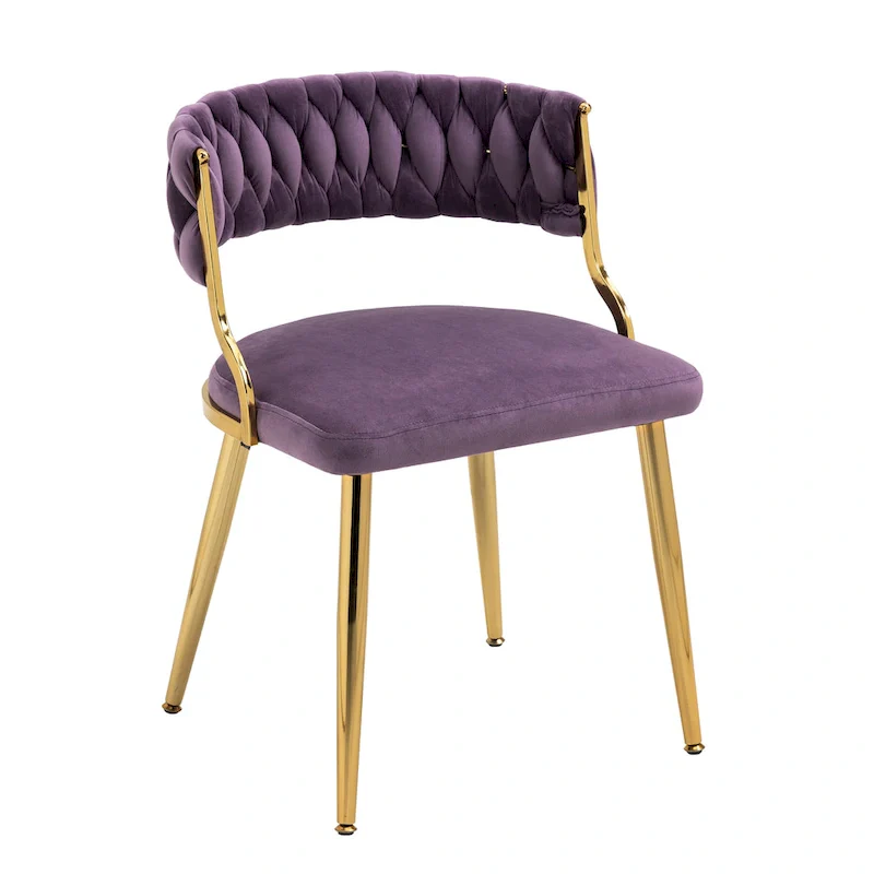 Set of 4 Velvet Dining Chair with Golden Metal Legs