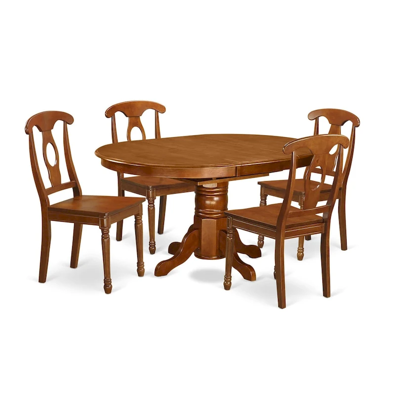 East West Furniture 5 Piece Dining Table Set- an Oval Kitchen Table and 4 Kitchen Dining Chairs, Saddle Brown (Seats Options)