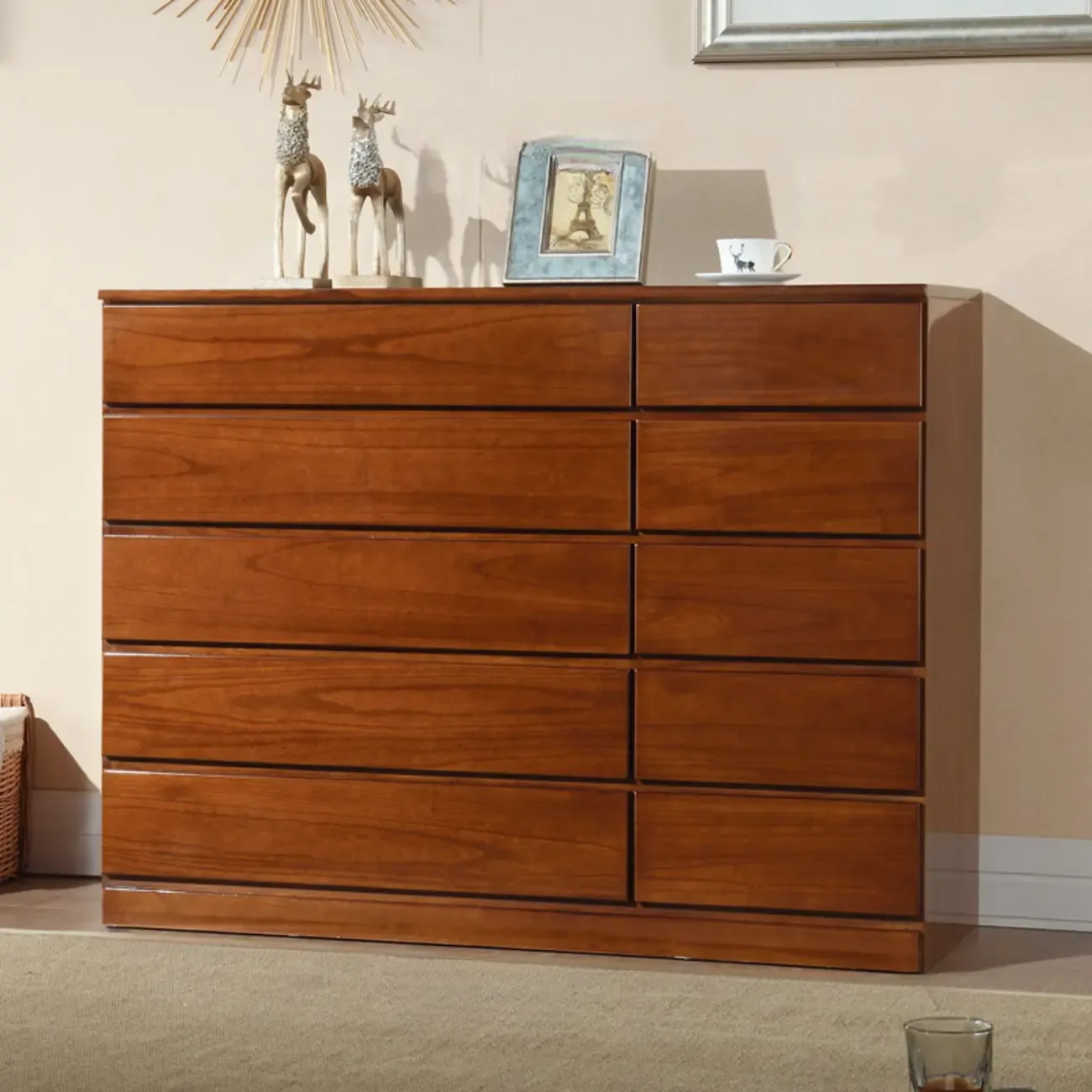 Classic Wooden Double Dressers with 7-Drawer