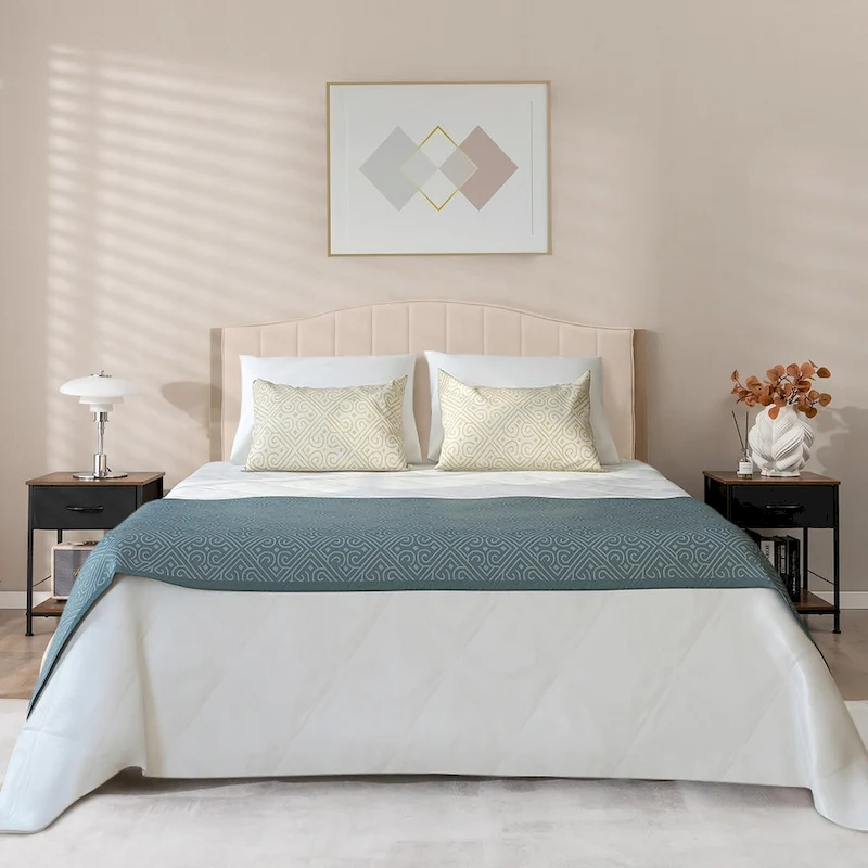 Costway 2 PCS 2-tier Nightstand Bedside End Sofa Table with Drawer - 16  x 16  x 21  (L x W x H)