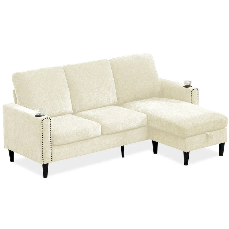 Modern Design Chenille 3 Seat L-Shape Sectional Sofa
