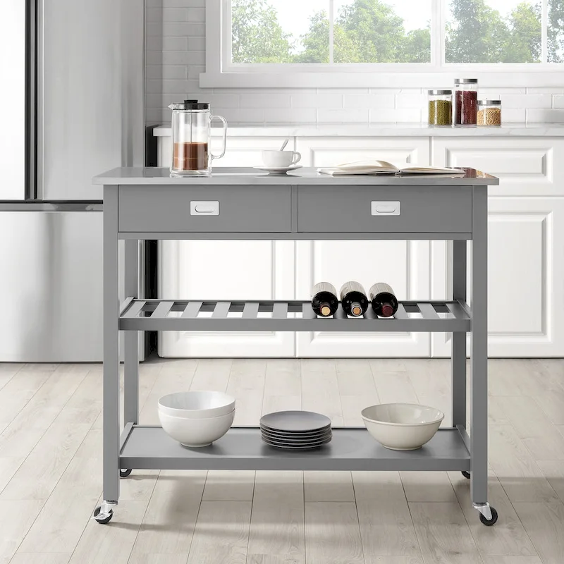 Crosley Chloe Stainless Steel Top Kitchen Island/Cart - 37H x 42W x 20D