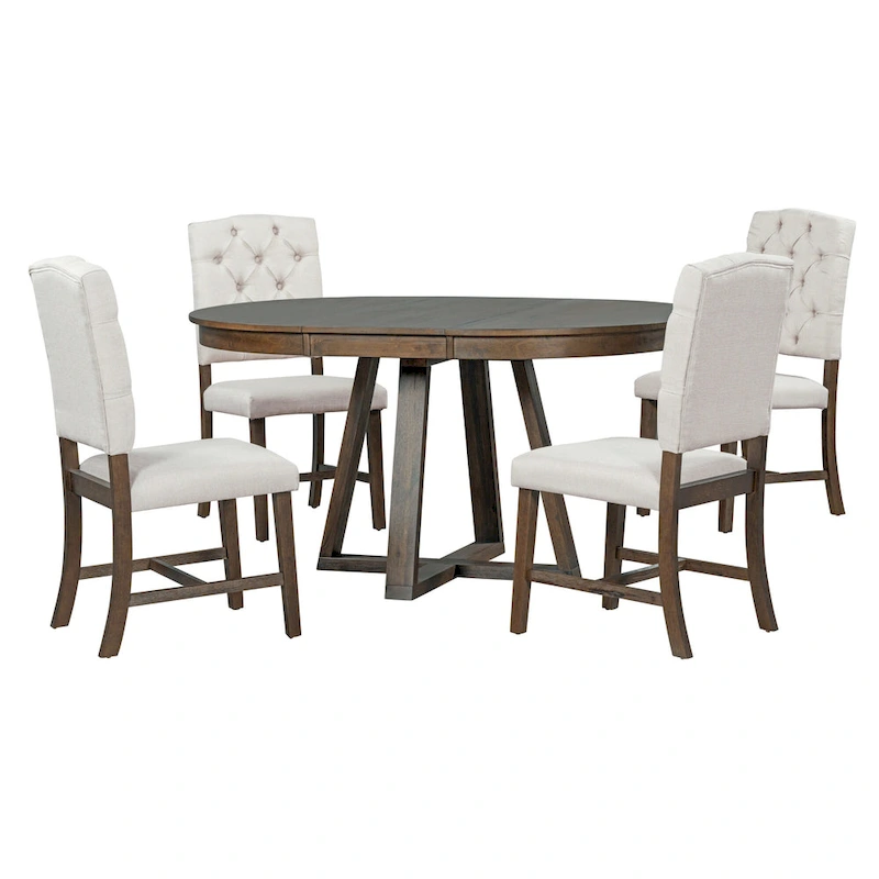 Multi-Function Dining Table and Chair Sets Farmhouse Kitchen Dining Table Sets with Removable Folding Plates Cross-Shaped Legs