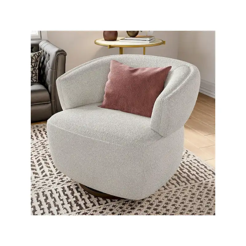 Fully Assembled Upholstered Swivel Barrel Chair