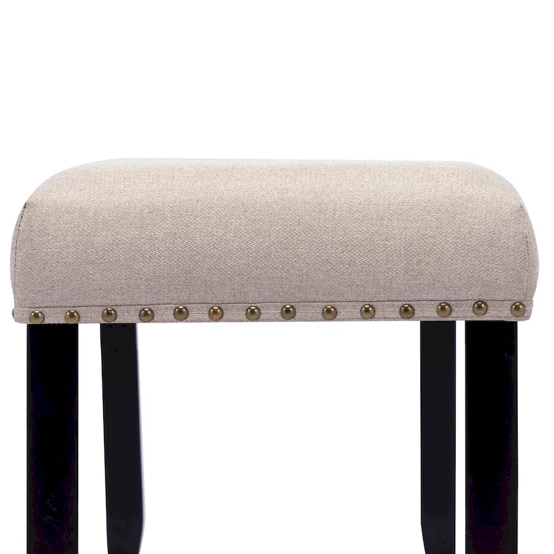 Modern 44 L Nailhead Trim Upholstered Bench with Wood Legs