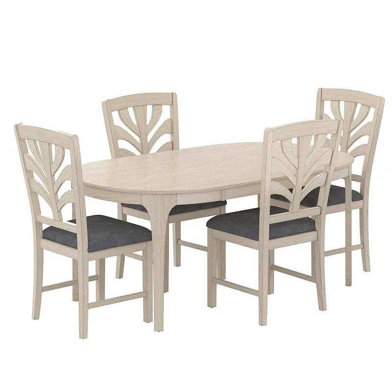 VECELO 5/7 Piece Dining Table Set Consist of an Oval Dining Room Table