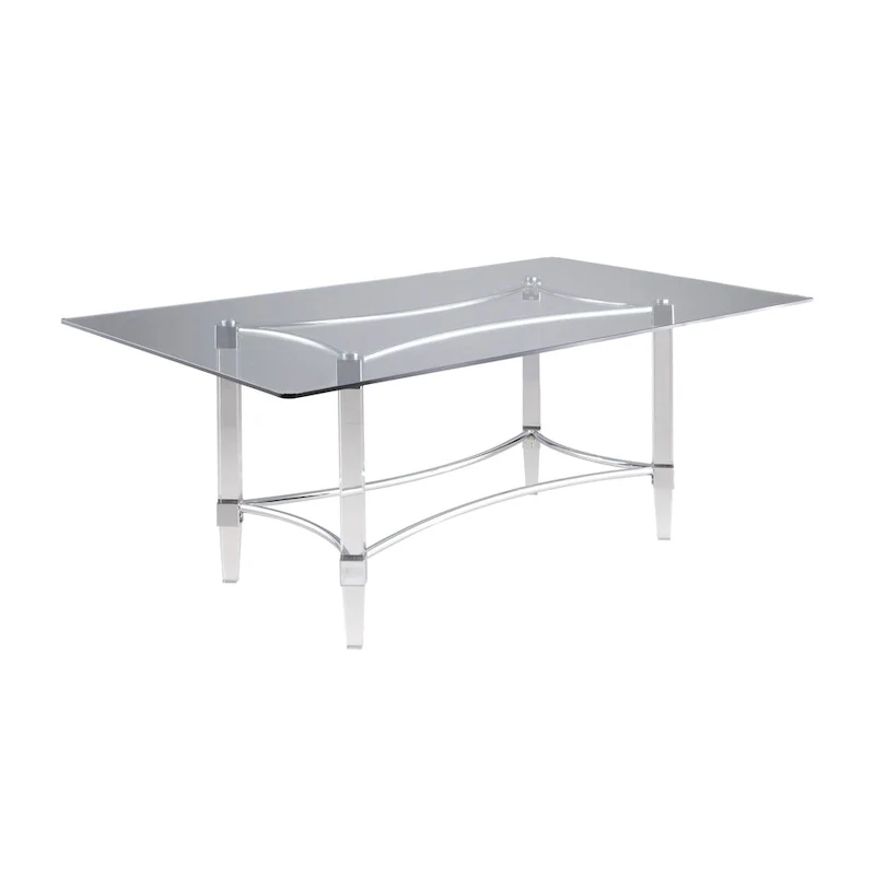 Somette Rectangular 5-Piece Glass Dining Set with Acrylic High-Back Side Chairs